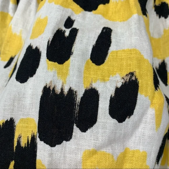 Who What Wear Linen Graphic Cat Smocked Off The Shoulder Short Sleeve Blouse Nwt - Picture 6 of 16